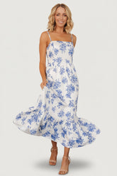 Cherie Jacquard Dress | Baltic Born Off White + Blue Floral