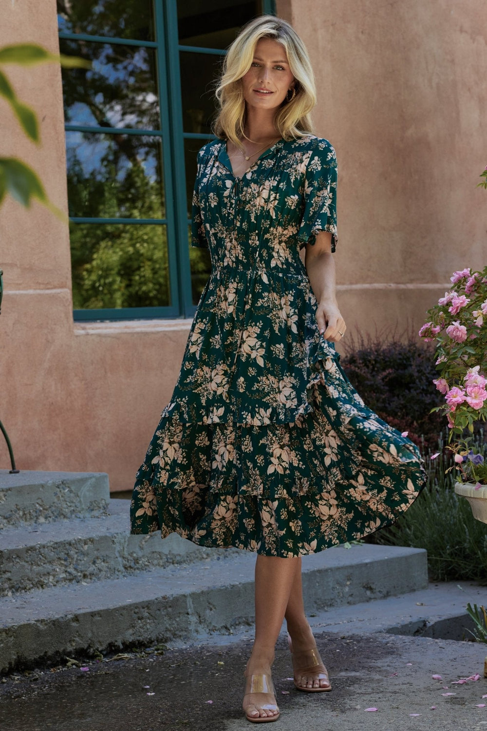 Spell Boho Midi Dress | Baltic Born Topaz + Blush Floral