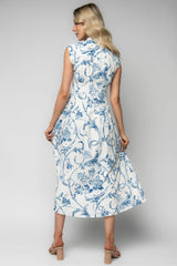 Tobias Midi Dress | Baltic Born Off White + Blue Floral