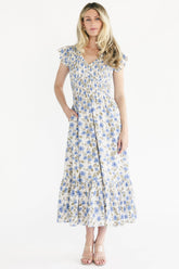 Tilly Smocked Dress | Baltic Born Ivory + Blue Floral