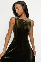 Annika Velvet Midi Dress | Baltic Born Olive