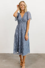 June Smocked Midi Dress | Baltic Born Blue