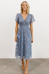 June Smocked Midi Dress | Baltic Born Blue