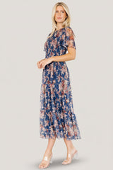 Mara Embroidered Tulle Dress | Baltic Born Dark Blue Multi Floral