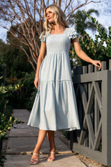 Jacie Smocked Midi Dress | Baltic Born Light Blue