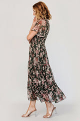 Mara Embroidered Tulle Dress | Baltic Born Dark Green + Blush Floral