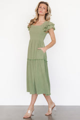 Jacie Smocked Midi Dress | Baltic Born Sage