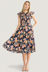 Loretta Smocked Midi Dress | Baltic Born Midnight Floral