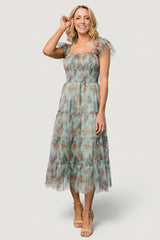 Clementine Tulle Midi Dress | Baltic Born Sage Multi Floral