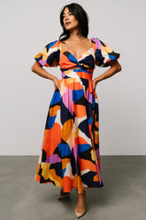 Lola Midi Dress | Baltic Born Rust + Navy Multi