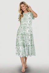 Mirabel Eyelet Midi Dress | Baltic Born White + Green