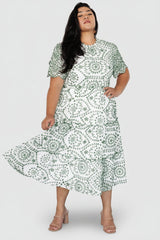 Mirabel Eyelet Midi Dress | Baltic Born White + Green