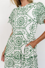 Mirabel Eyelet Midi Dress | Baltic Born White + Green