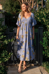Judith Dress | Baltic Born Blue + Golden Floral