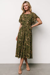 Laurel Midi Dress | Baltic Born Olive Floral
