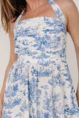 Carolyn Halter Midi Dress | Baltic Born White + Blue