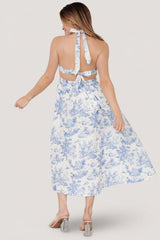 Carolyn Halter Midi Dress | Baltic Born White + Blue