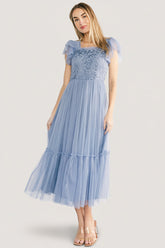 Elowyn Lace Top Midi Dress | Baltic Born Blue