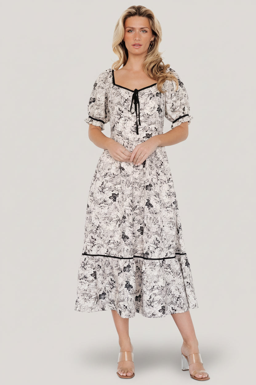 Mariana Midi Dress | Baltic Born Cream + Black Floral