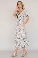 Mariana Midi Dress | Baltic Born Cream + Black Floral