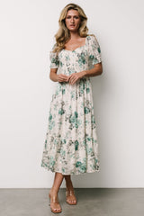 Piper Eyelet Midi Dress | Baltic Born Off White + Green Floral