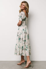 Piper Eyelet Midi Dress | Baltic Born Off White + Green Floral