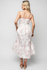 Cherie Jacquard Dress | Baltic Born Off White + Pink Floral