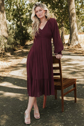 Lainey Smocked Dotted Midi Dress | Baltic Born Mulberry