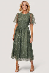 Kendra Embroidered Dress | Baltic Born Dark Sage