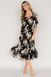 Fabian Jacquard Midi Dress | Baltic Born Black Floral