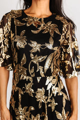 Lucy Sequin Dress | Baltic Born Black + Gold