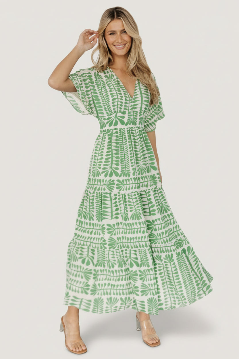Austin Kimono Dress | Baltic Born Green Print