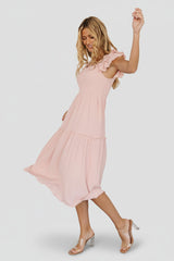 Jacie Smocked Midi Dress | Baltic Born Blush
