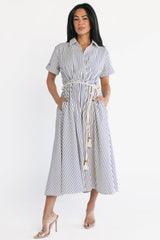 Bryony Midi Dress | Baltic Born Cream + Navy Stripe