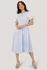 Farrah Smocked Midi Dress | Baltic Born Light Blue