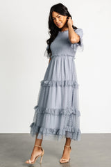 Lysandra Smocked Dot Dress | Baltic Born Dusty Slate