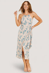 Nicole Faux Wrap Midi Dress | Baltic Born Natural + Blue