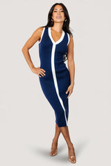 Coley Ribbed Button Dress | Baltic Born Navy + Off White