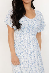 Joanie Smocked Dress | Baltic Born White + Blue Floral