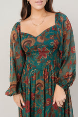 Babette Basque Waist Dress | Baltic Born Teal Multi Floral