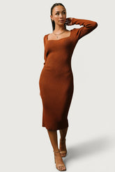 Waldorf Ribbed Midi Dress | Baltic Born Chestnut