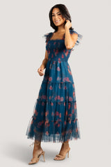 Clementine Tulle Midi Dress | Baltic Born Persian Blue + Rust