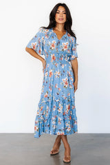 Spell Boho Midi Dress | Baltic Born Blue + Peach Floral