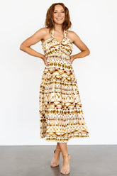 Seraphina Open Back Midi Dress | Baltic Born Tan Multi