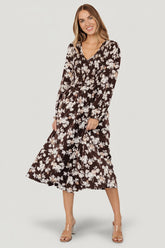 Matilda Smocked Midi Dress | Baltic Born Brown Floral