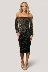 Eclipse Sequin Midi Dress | Baltic Born Black + Gold