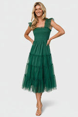 Emma Smocked Tulle Dress | Baltic Born Emerald