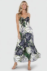 Norita Tie Back Tank Dress | Baltic Born Black + Green Print