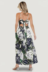 Norita Tie Back Tank Dress | Baltic Born Black + Green Print
