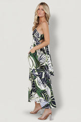 Norita Tie Back Tank Dress | Baltic Born Black + Green Print
